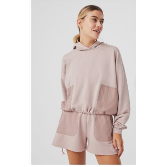 Outdoor Voices Tops - Outdoor Voices Stretch Cotton Modal Hoodie in Nirvana/Seashell